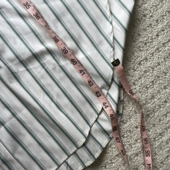 Banana Republic 2025 Cotton Poplin Asymmetrical Shirt Dress Green Stripe Small - Picture 15 of 16